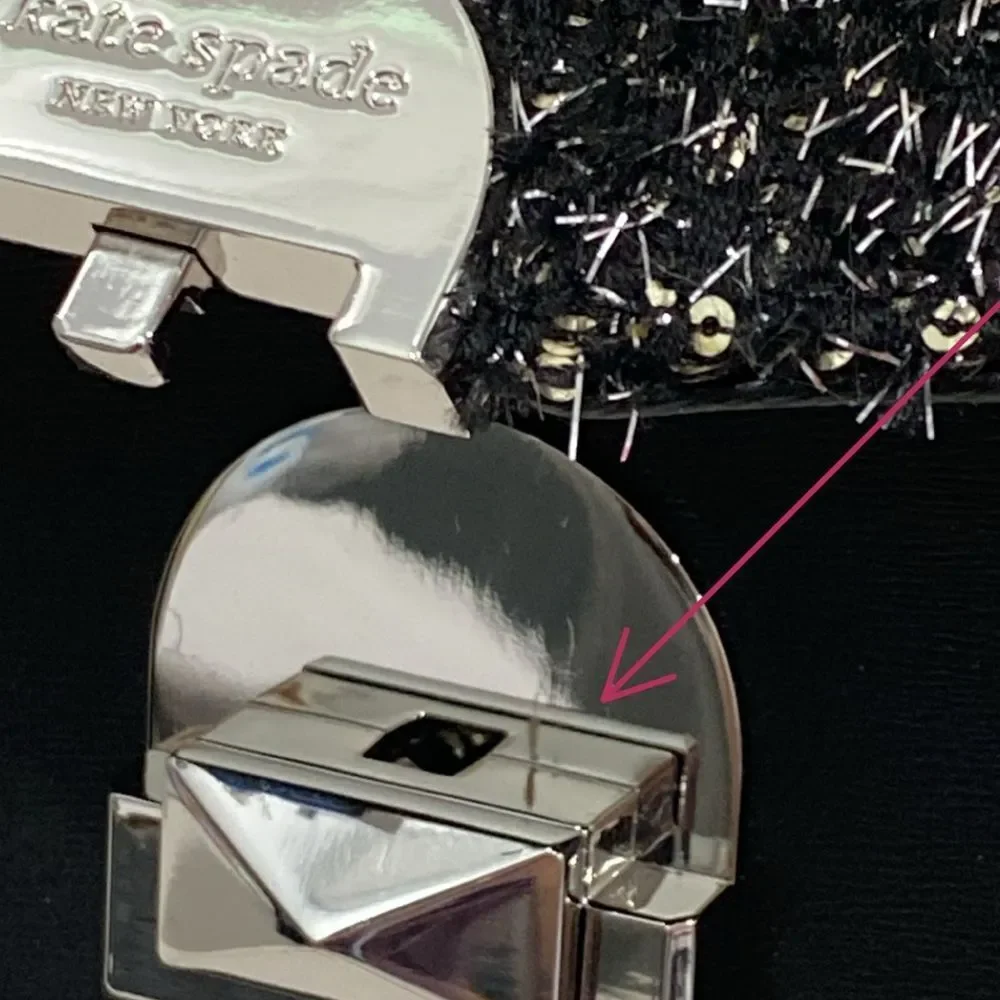 Kate Spade Neve Tinsel Convertible Crossbody Bag Black and Silver Women's Bag